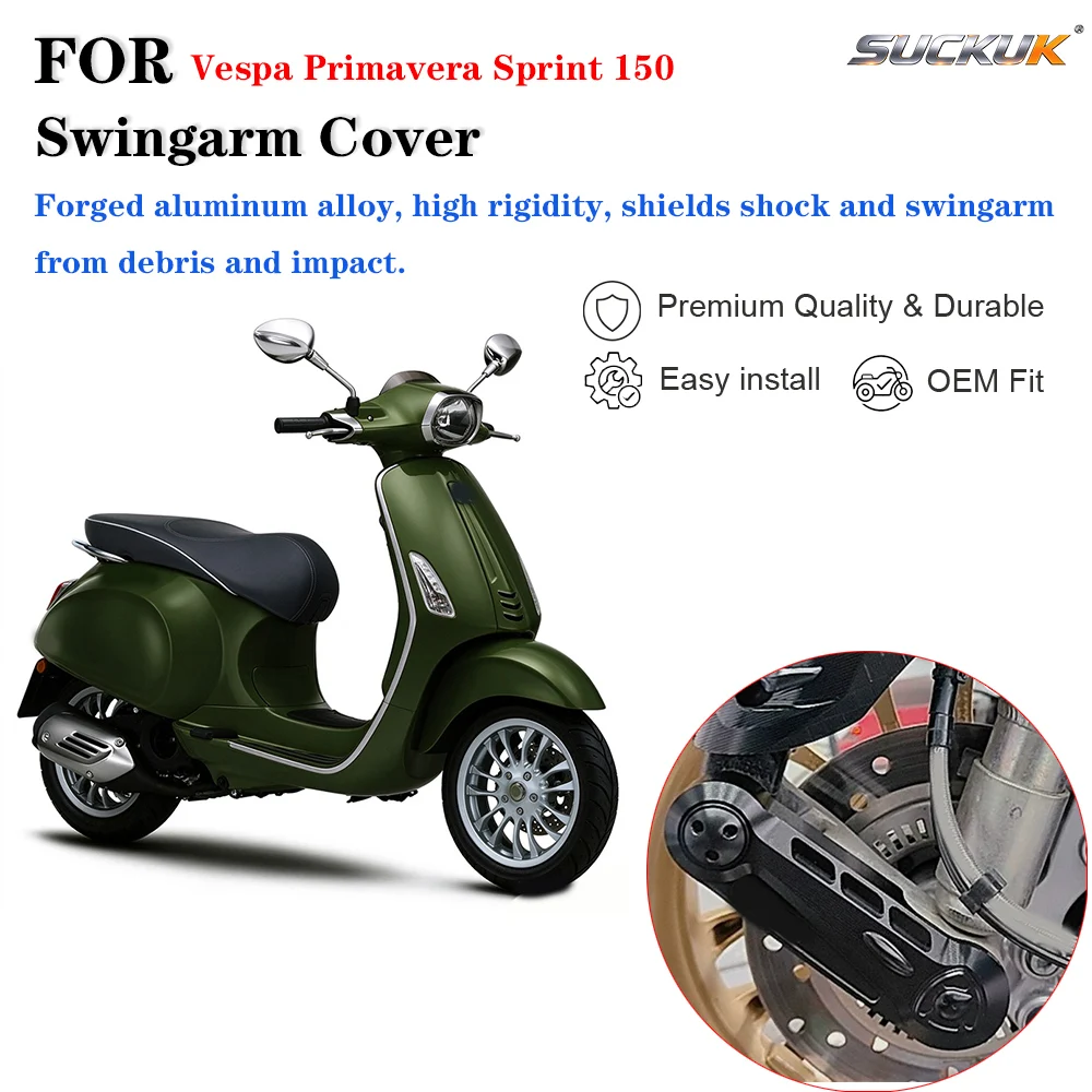 For Piaggio Vespa Primavera Sprint 150 Forged Aluminum Shock Side Cover, Full Aluminum Swingarm Protector