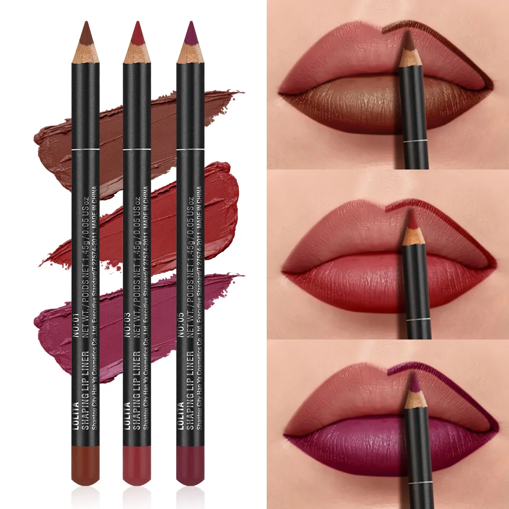 Delineador labial fosco e sedoso de 3 unidades - crie contornos definidos com cor de longa duração, à prova d'água e não pegajoso, aplicação suave