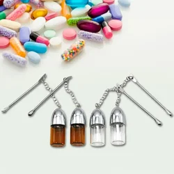 2Pcs Portable Glass Pill Cases Bottles Metal Pocket Pill Boxes with Earpick Clear Waterproof Daily Storage Container Pill Holder