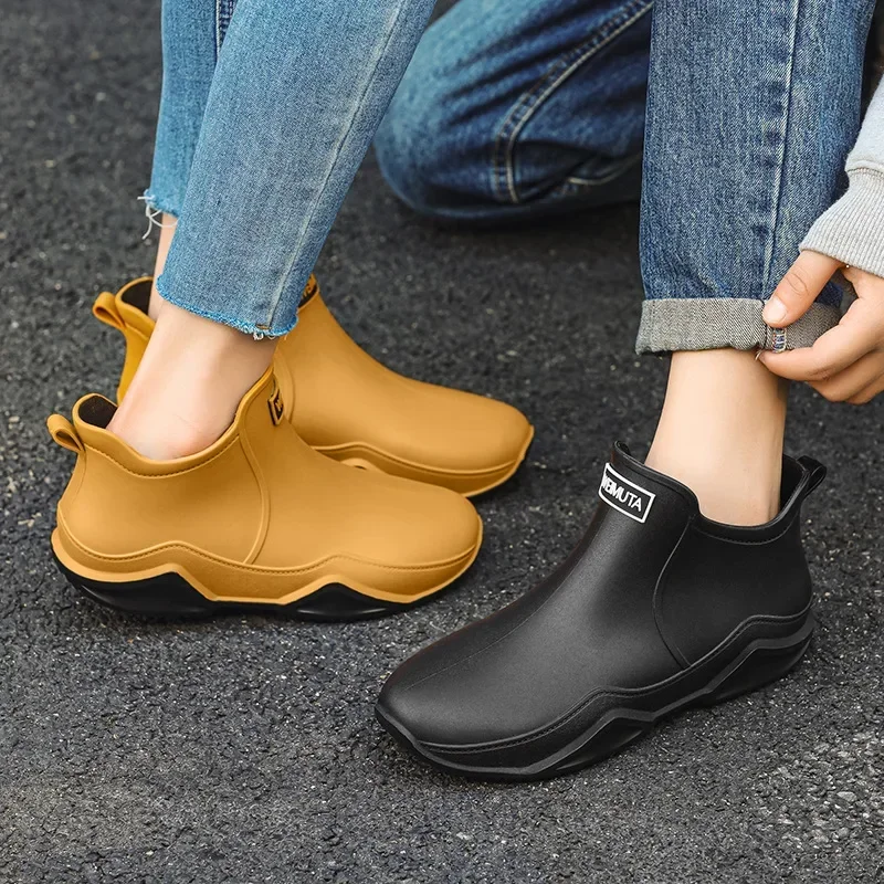 Women's Ankle Boots Waterproof Rain Galoshes Couples Work Garden Rubber Shoes men Fishing Husband Safety Rainboots Footwear 장화