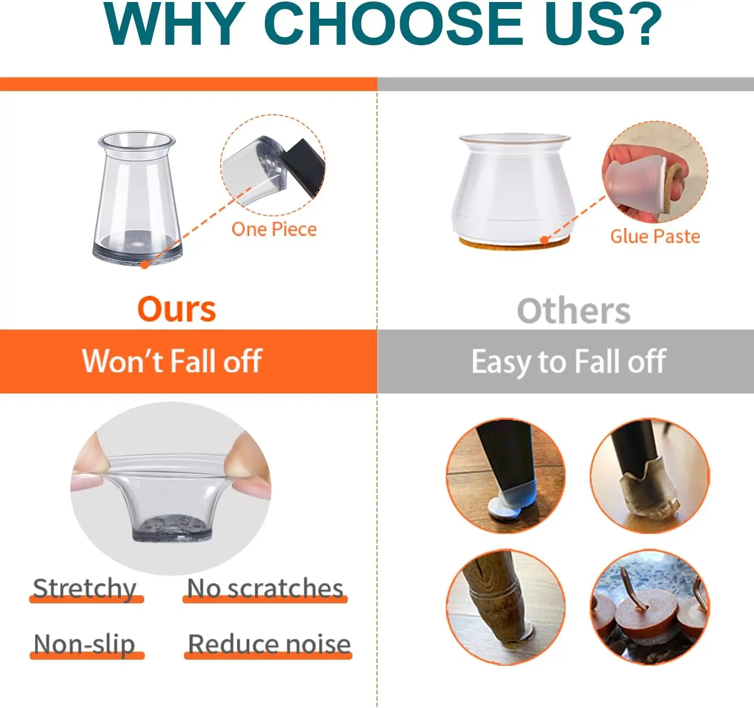 20個の極小椅子脚フロアプロテクター、床を保護するシリコンカバー、堅木張りの床用バースツール脚プロテクターキャップ