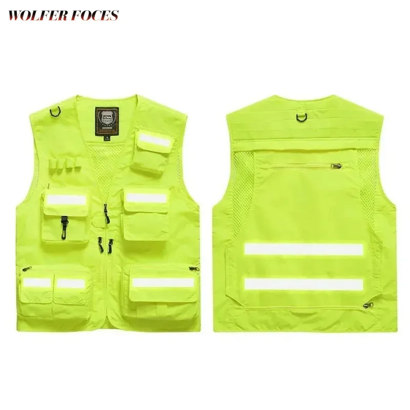 Vest Men's Custom Men Camping Hunting Clothing Fishing Logo Luxury Reflective MAN Motorcyclist Large Size Clothes Embroidered