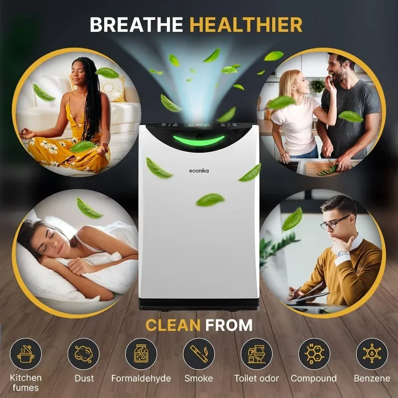 Air Purifiers for Home Large Room Humidifier and Air Purifier , UV-C Light and Ionizer - Ultra Quiet Air Cleaner