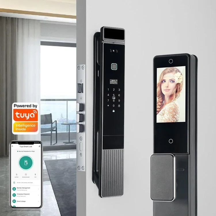 005Tuya Smart Door Lock Riconoscimento facciale 3D Serrature intelligenti automatiche con fotocamera Serratura per porta di sicurezza biometrica intelligente per impronte digitali