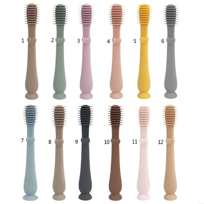 L5YF 유아 실리콘 청소 브러시 ​​0-2 년 동안 아이 치과 치료 칫솔 유아 치아 청소 아기 수동 칫솔