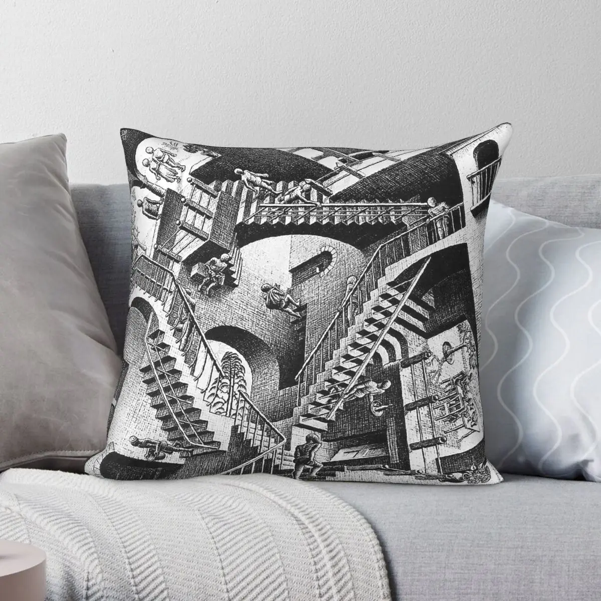 M.C. Escher Optical Illusions Square Pillowcase Polyester Linen Velvet Pattern Zip Decor Pillow Case Sofa Cushion Cover