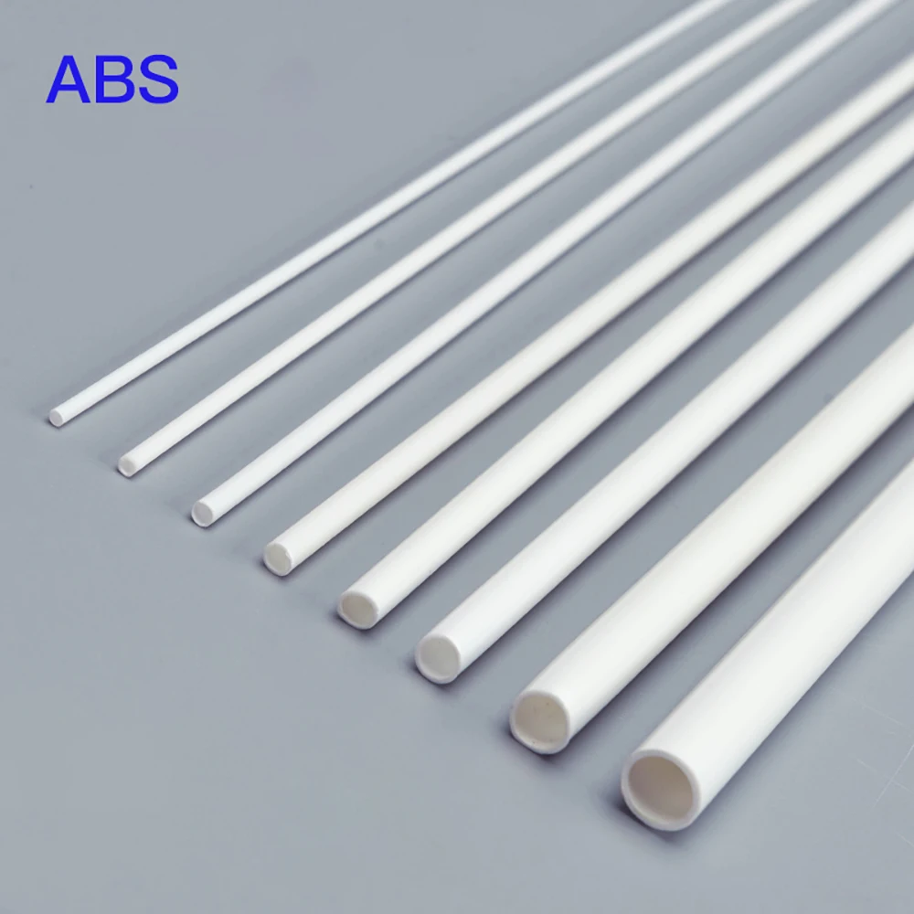 Tubo hueco redondo de plástico ABS para manualidades, manguera dura de 25cm(250mm), blanco, de 1 a 10 piezas, 2mm, 3mm, 4mm, 5mm, 6mm y 8mm