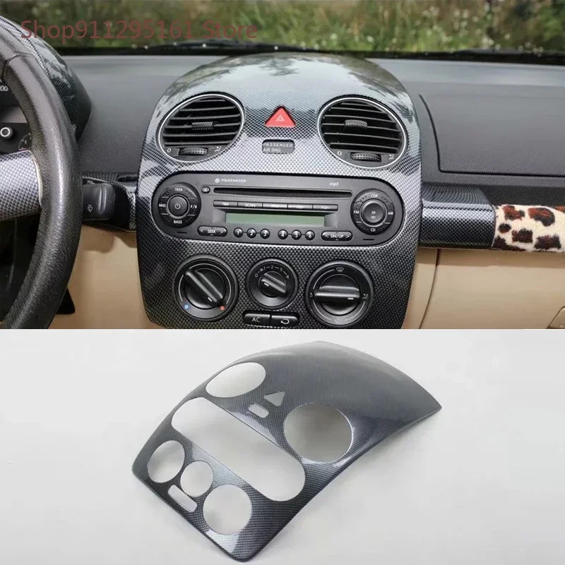 Fit For Volkswagen Beetle 2003-2010 1PC Carbon Fiber ABS Car Navigation Control Panel Air Conditioner Outlet Cover Trim Moldings