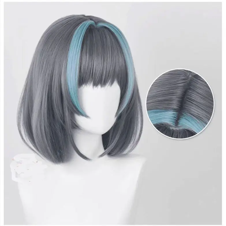 Peruka do cosplayu Azur Lane - włosy postaci Chiba, niestandardowe ombre i pasemka, syntetyczna skóra głowy, konwencje i fotografie.