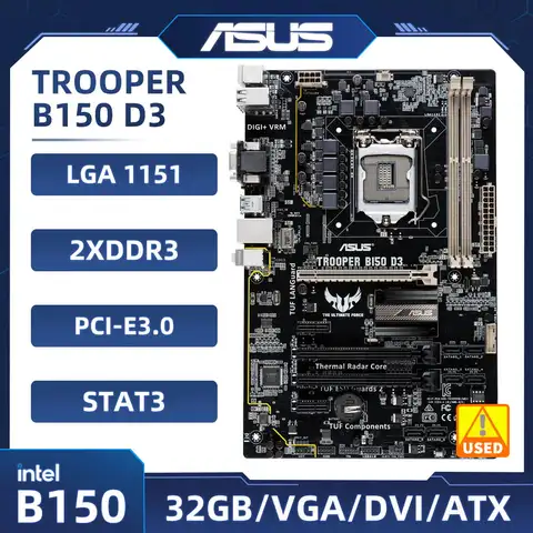 ASUS TROOPER B150 D3 Scheda madre LGA 1150 Intel B150DDR3 Supporto da 32 GB Core i3-6300 i7-6700 6100 6500 7500 7700 G4620 cp ATX