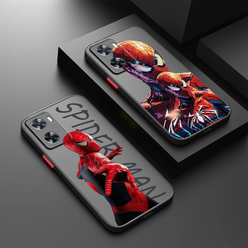 Spider-Man Unlimited Frosted Translucent For OPPO X5 X3 A54S A5 A94 A16 A53S A57 A74 A72 A96 A98 A78 5G Back Phone Case