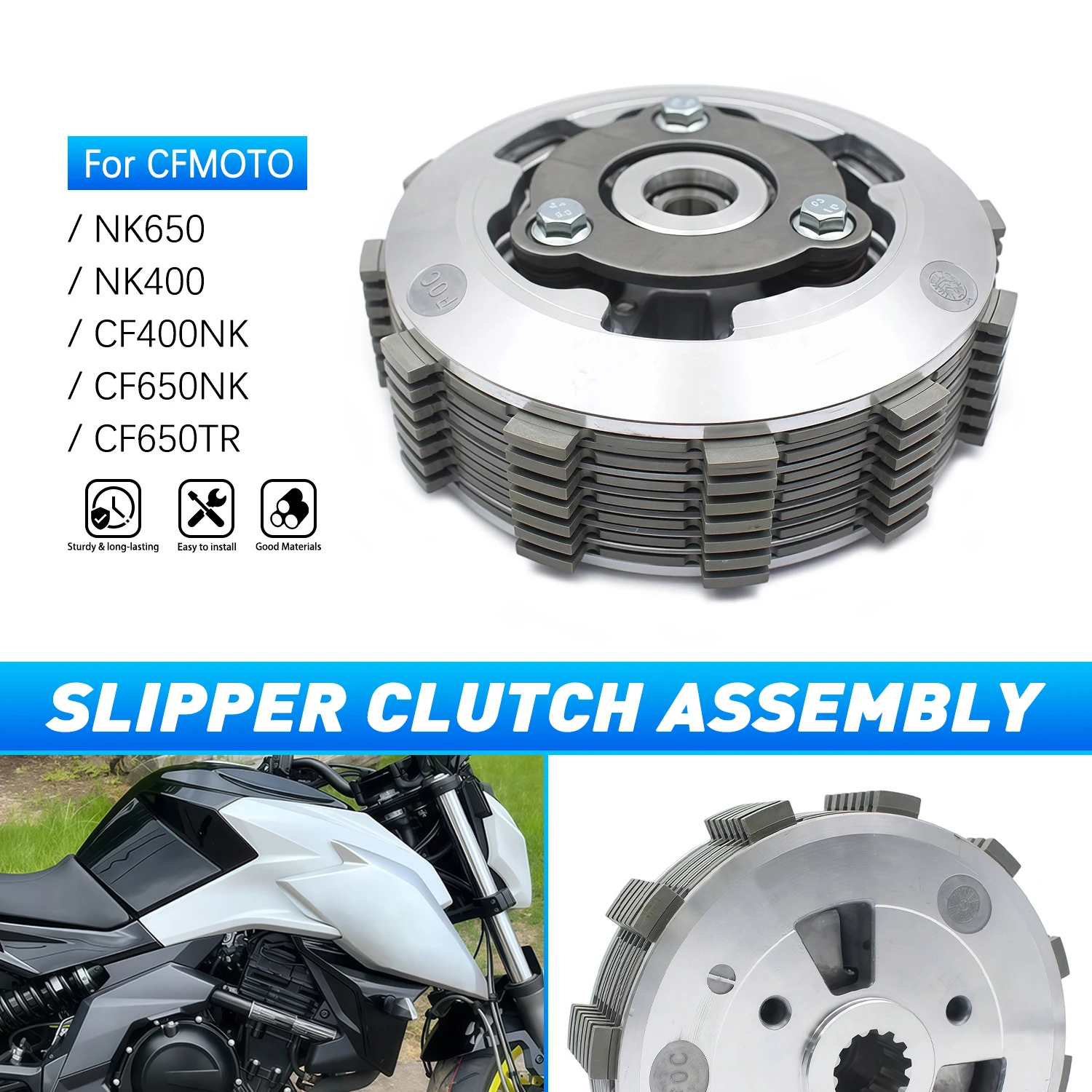 Motorcycle Slipper Sliding Clutch Assembly 7pcs Friction Plates For CFMOTO CF400NK NK650 NK400 CF650NK CF650TR