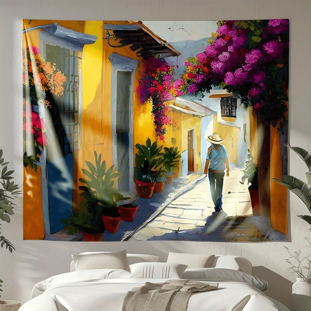 Street walking pattern Digital printing polyester wall tapestry suitable for use in living rooms bedrooms offices bars and party