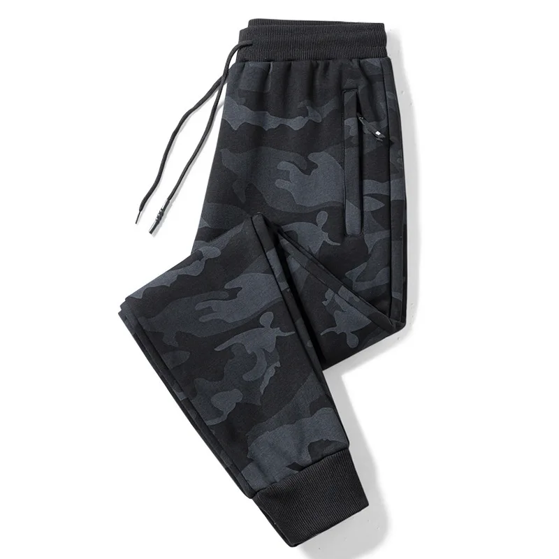 Camuflagem joggers das mulheres dos homens com zíper bolso streetwear sweatpant roupas esportivas jogging calças esportivas 5xl