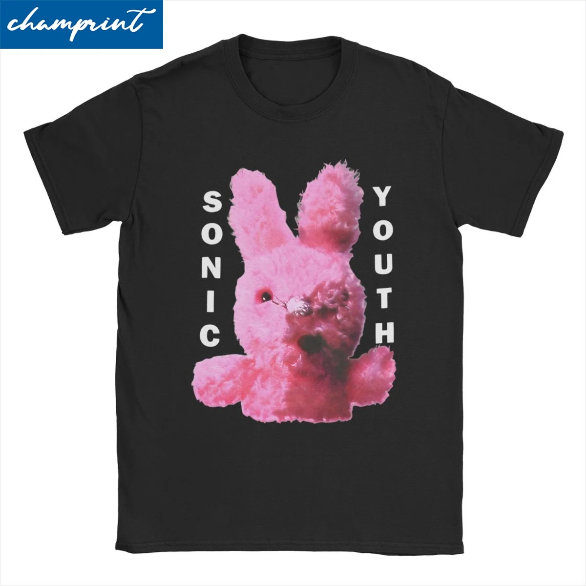 Casual Pink Bunny T-Shirt for Men Women Crewneck Cotton T Shirts Sonic Youth Rock Band Punk Short Sleeve Tee Shirt Gift Idea Top