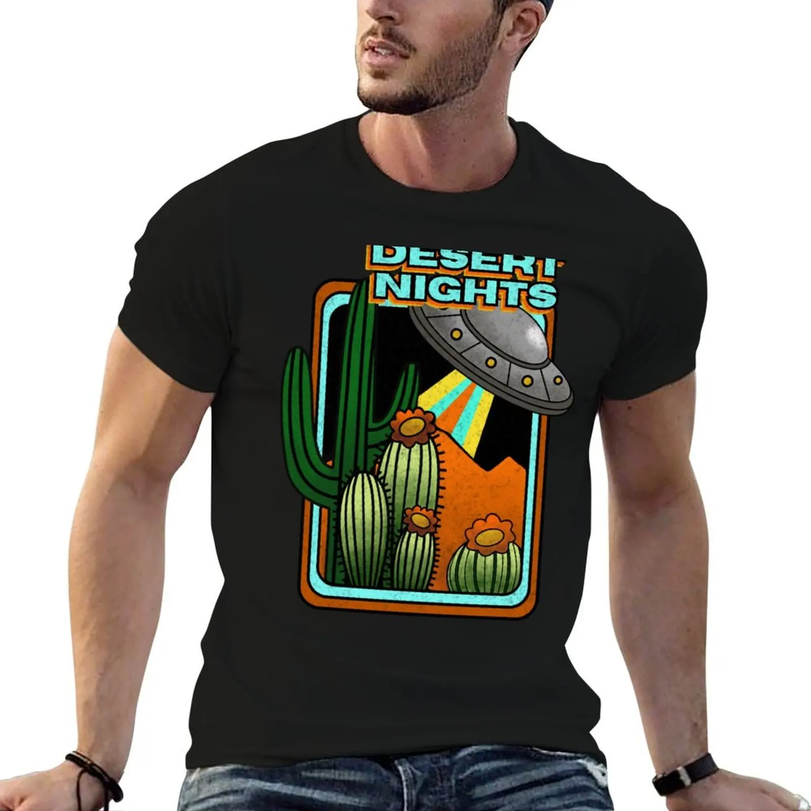

Desert Nights' UFO Experience T-Shirt cotton tshirt 100% cotton t shirt pack man t shirt heavy cotton T-Shirt
