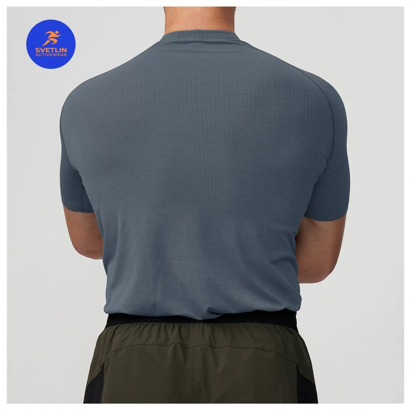 SVETLIN High Quality EU US Size Men Seamless Slim Fit Quick Dry T-shirt Breathable Athletic Tee for Yoga Running