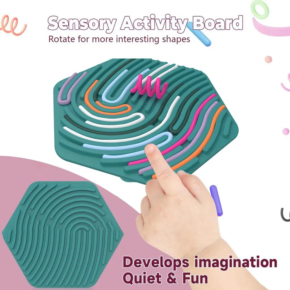 Hexagon Activity Board Activity Board for Stress Relief Fine Motor Skill Development Silicone Strip for Kids for Stimulation