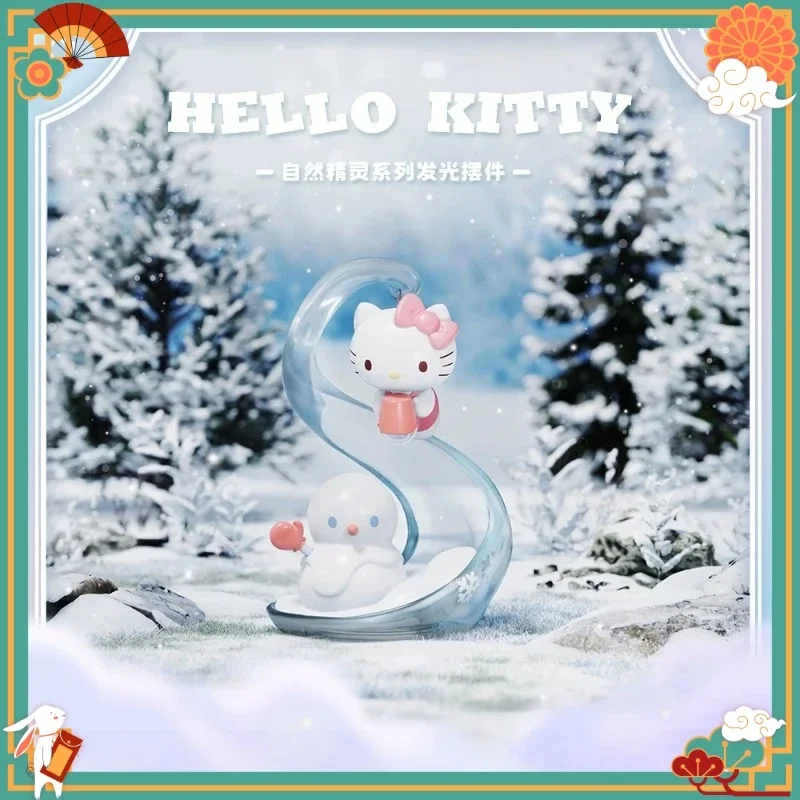 100% Genuine Sanrio Nature Elf Glowing Ornament Blind Box Collectible Figure Hello Kitty Kuromi Cute Desktop Decor Holiday Gift