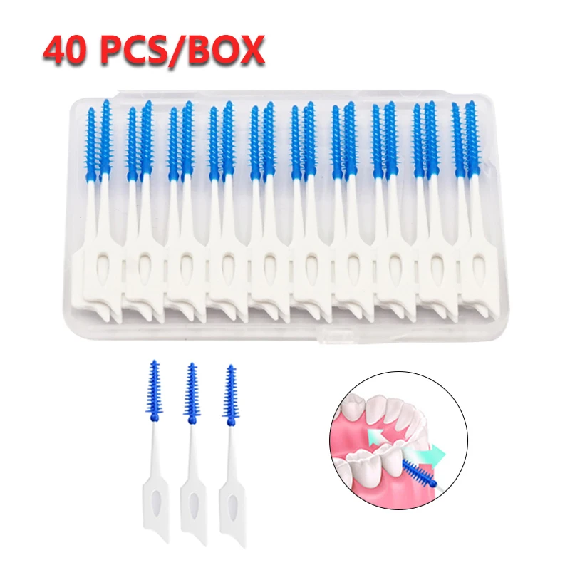 

40Pcs Interdental Brush Soft Rubber Teeth Cleaning Tools Dental Cleaning Between Teeth Toothbrush Oral Hygiene Care Tool