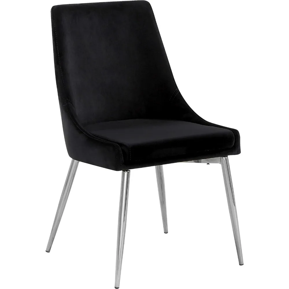 Moderne fluwelen gestoffeerde eetkamerstoelen met metalen poten - Karina-collectie van Meridian-meubels, set van 2