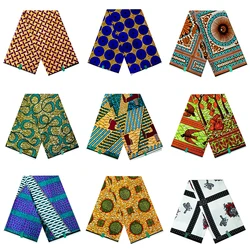 New African Material Ankara Veritable Wax Fabric Loincloth Prints Batik Soft 100% Cotton Stuff For Sew Uniform Dress 6 Yards