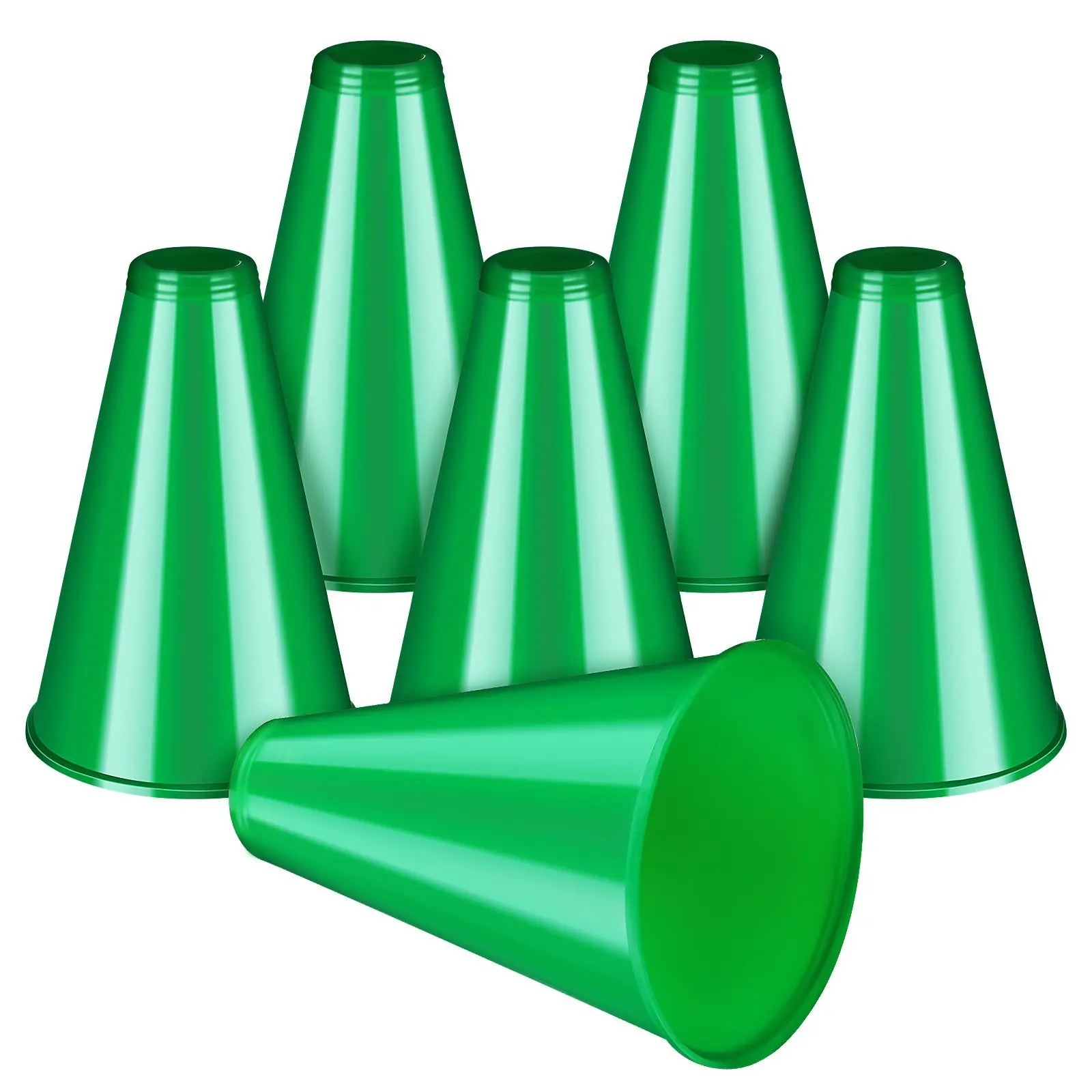 

6 Pcs Green Cheer Megaphones Party Favor Megaphones for Parties Competitions Clear Sound Loud Volume Toy Instruments