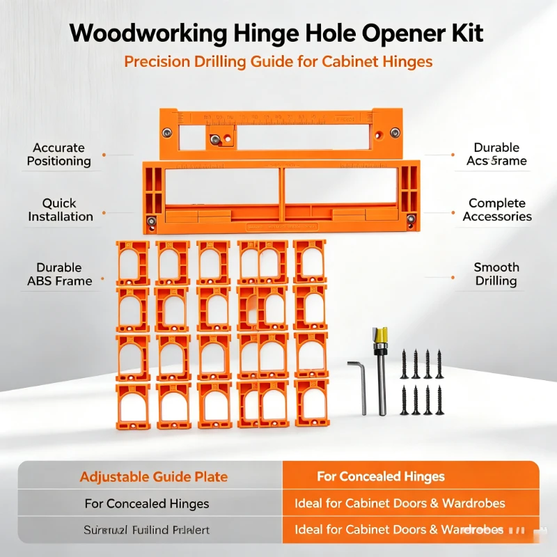 Adjustable 3D Concealed Cross Hinge Jig Hidden Hinge Drilling Template Woodworking Door Panel Hinge Hole Positioning Mounting