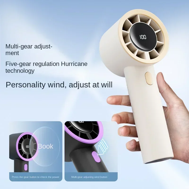 DurableTurbine Small Fan USB Charging Small Fan Portable Brushless Motor Large Wind Mini Fan