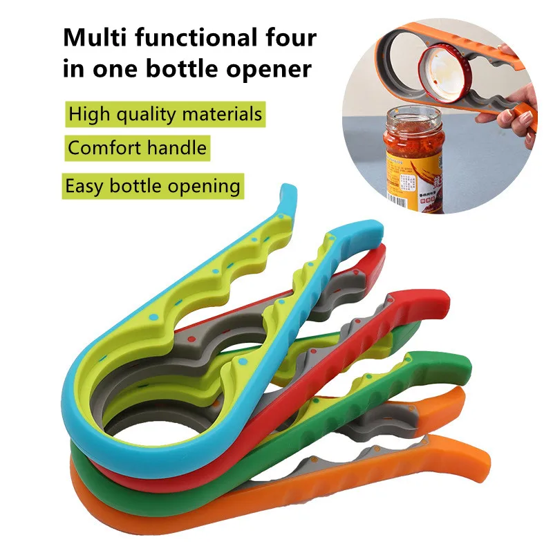 1PCS NEW Multifunctional Four In One Can Opener New Screw Cap Can Opener Manual Non-Slip Twist Cap Bottle Opener Kitchen Gadget