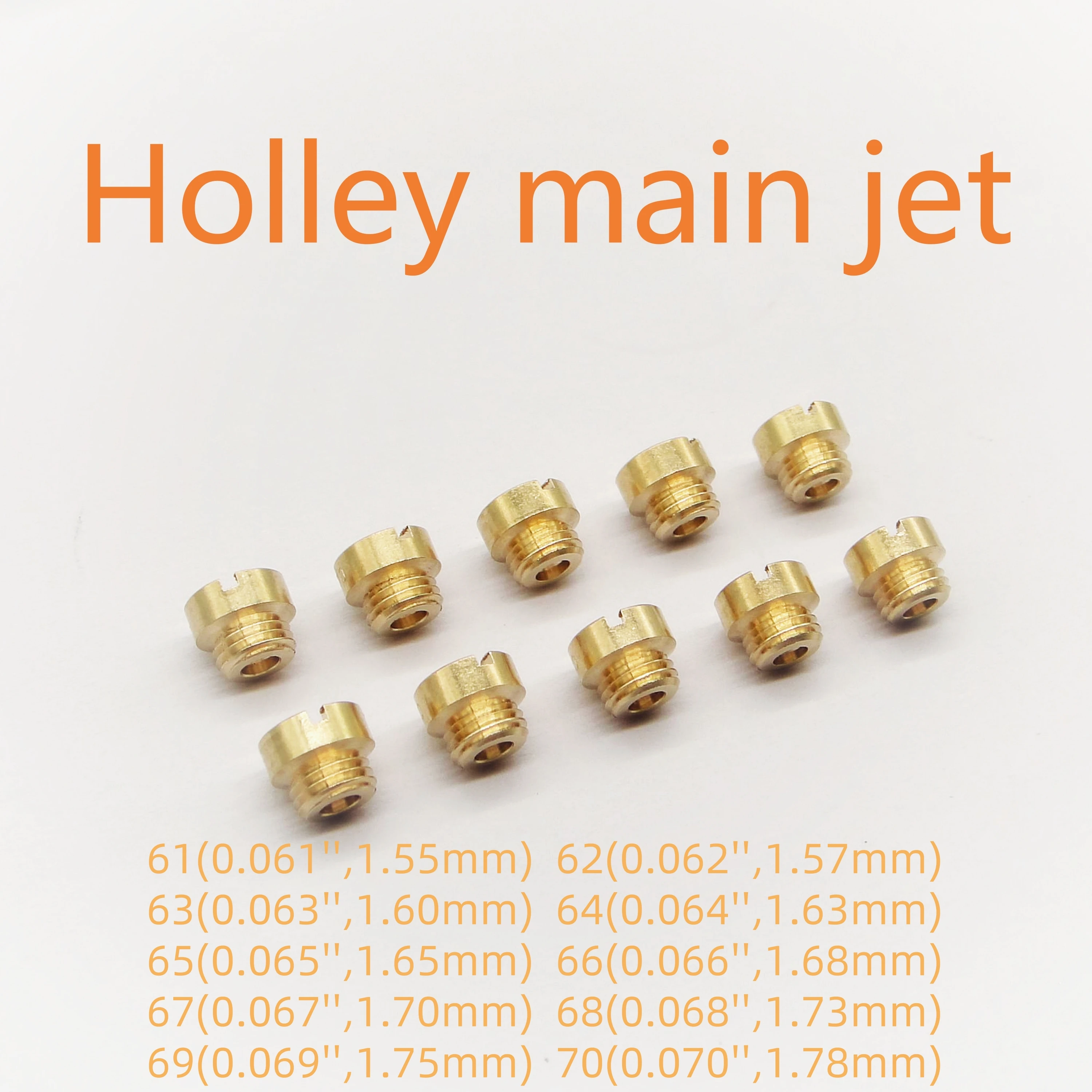 10pcs For Holley Carb Carburetor 1/4''-32 Main Jet Kits 61 62 63 64 65 66 67 68 69 70