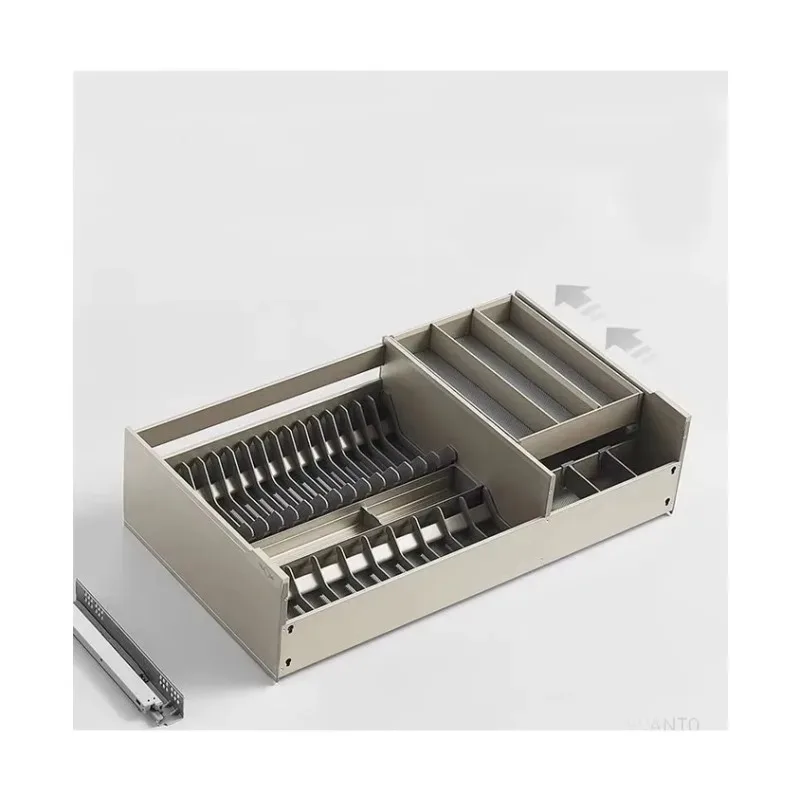 Alm Alloy 2-Tier Pull-Out Kitchen Cabinet Drawer Slide-Out Built-In Basket Organizer with Dihr