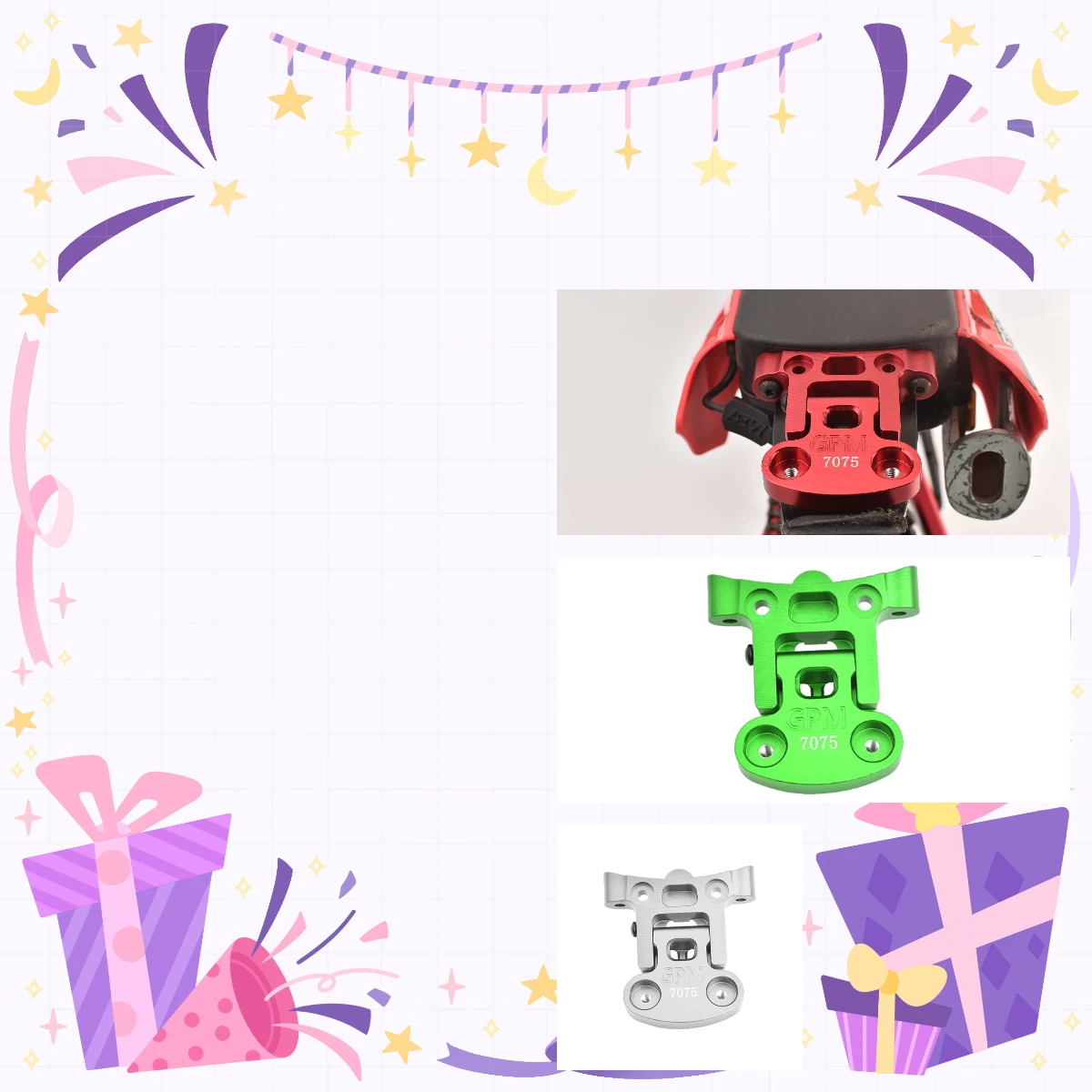 Conjunto de montagem de para-lama traseiro em liga GPM 7075 LOSI 1/4 Promoto MX SM motocicleta LOS06000 LOS-2272