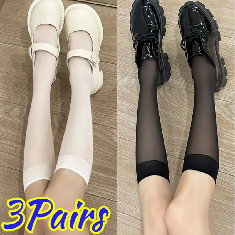 

Summer JK Socks Women Girls Simple Black White Lolita Long Socks Cute Sexy Thin Transparent Knee High Socks Fashion Accessories