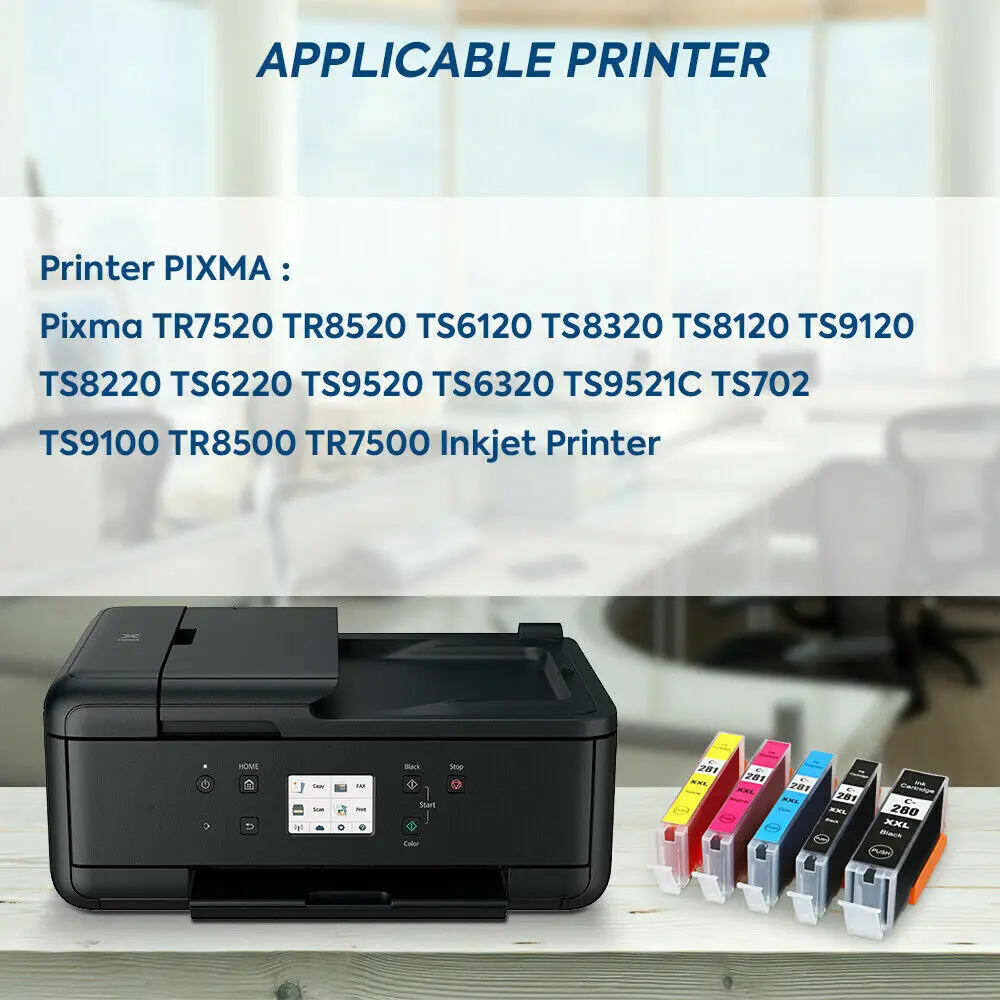 5-Pk/упаковка PGI-280XXL CLI-281XXL Ink для Canon Pixma TR8520 TS9520 TS9521C TS6120