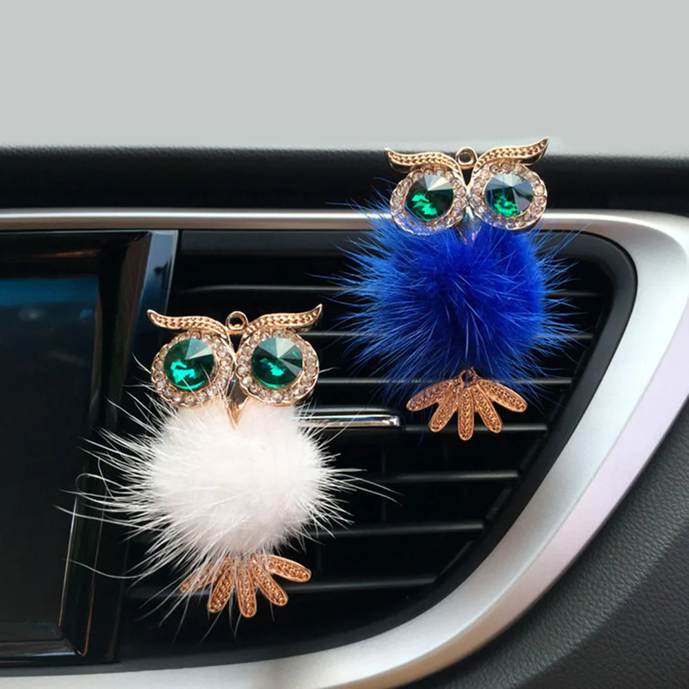 

Rhinestone Owl with Car Perfume Clip Decorative Aromatherapy Essential Oil Diffuser Vent Clip for Auto Vehicle (White)