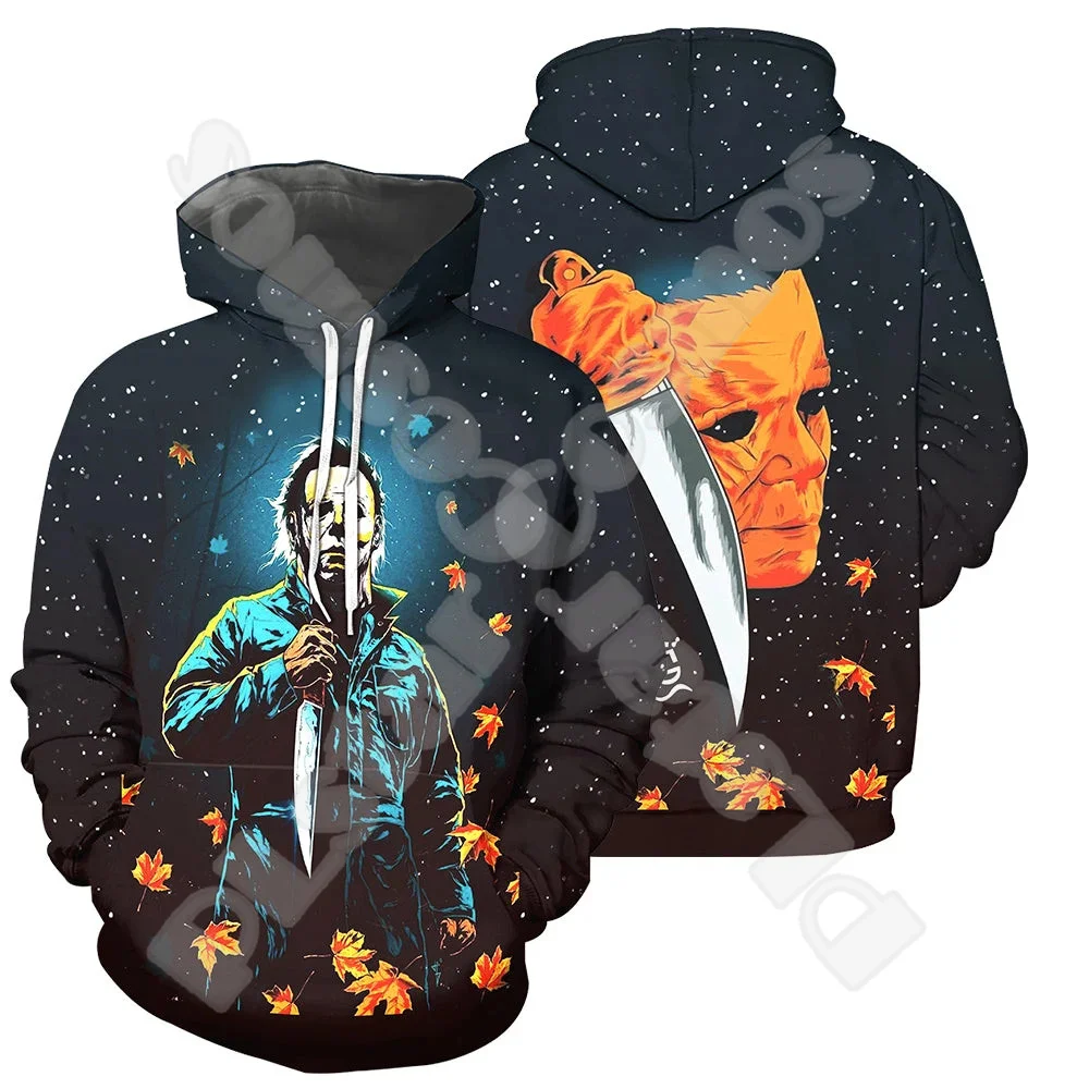 Halloween Cosplay Horror Thriller Movie Michael Myers Retro Vintage 3DPrint Pullover Harajuku Casual Funny Hoodies Jacket V6