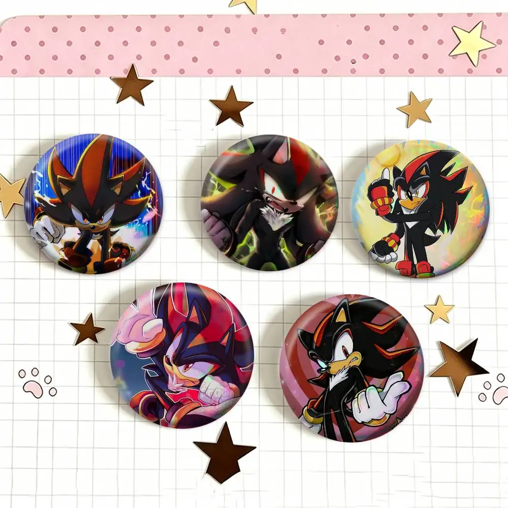 Pin Creativo con Diseño de Shadow S-Sonics Hedgehog, Broche Láser para Decorar Bolsas, Ropa, Sombreros, Regalos para Fans y Coleccionistas