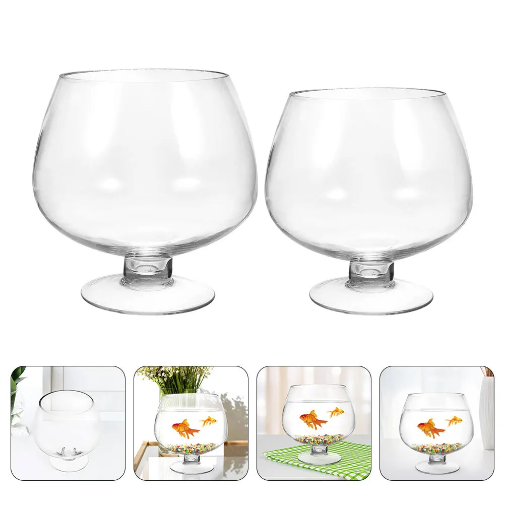 

2Pcs Clear Betta Fish Tank Desktop Aquarium Multi-Function Transparent Goldfish Tank Decorative Office Supply Tabletop Aquarium