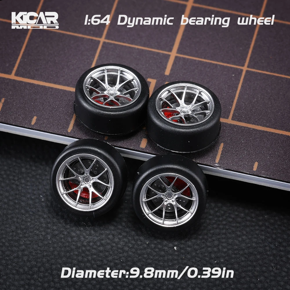 

1/64 Scale Resin Bearing Wheels Rubber Tires Brake Discs Set for Hotwheels Tomica Diecast Cars Modifying Parts