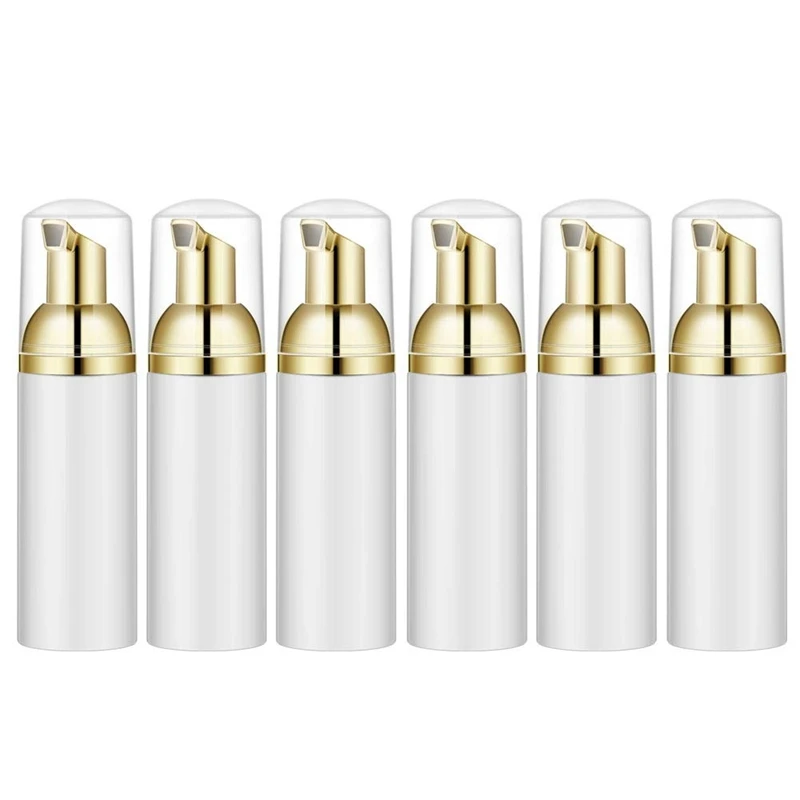 50 ml/1,7 oz schuimfles met gouden pomp, 6 stuks, lege reisschuimdispensers voor zeep, shampoo