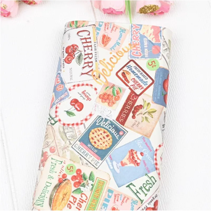 100% Cotton Thin Oxford Fabric With Cute Fruit Print, Handmade DIY Bag Pillow Mouth Gold Package Sewing Tissue CR-1808