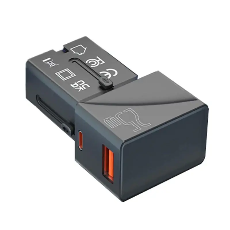 米国、eu、英国、オーストラリアでの旅行に便利な、usb-a-qc-30-18wとtype-c-pd-25wの急速充電に対応した、高性能な多機能旅行用アダプター。