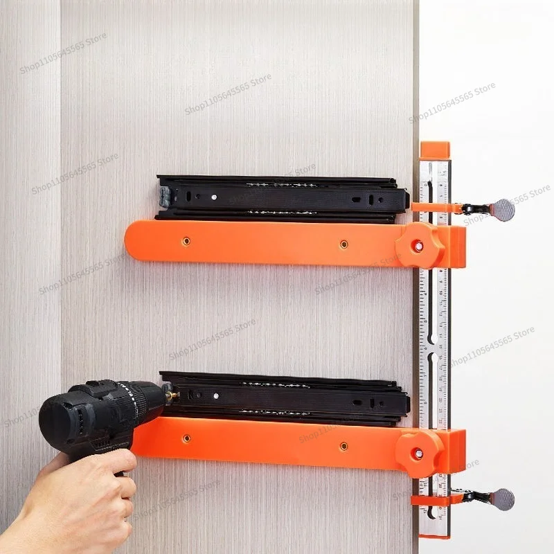 For Drawer Rail Installation, Fixing Assistant, Cabinet Slide Positioning, Woodworking, Stainless Steel Drilling Tool Clip