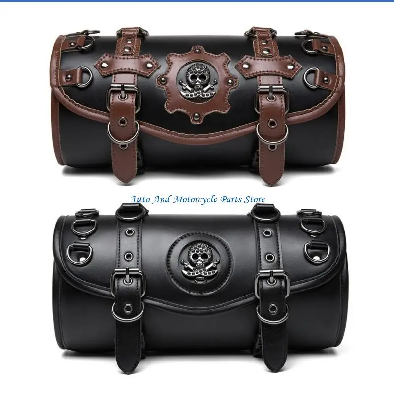 

P9FD Stylish Motorcycle Fork Tool Bag PU Leather Pouches Saddlebag for Daily Commute