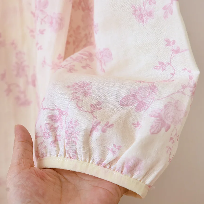 2025 printemps/été nouvelle jupe de nuit pour femmes 100% coton jupe à manches longues douce et mignonne robe de longueur moyenne vêtements de nuit femmes