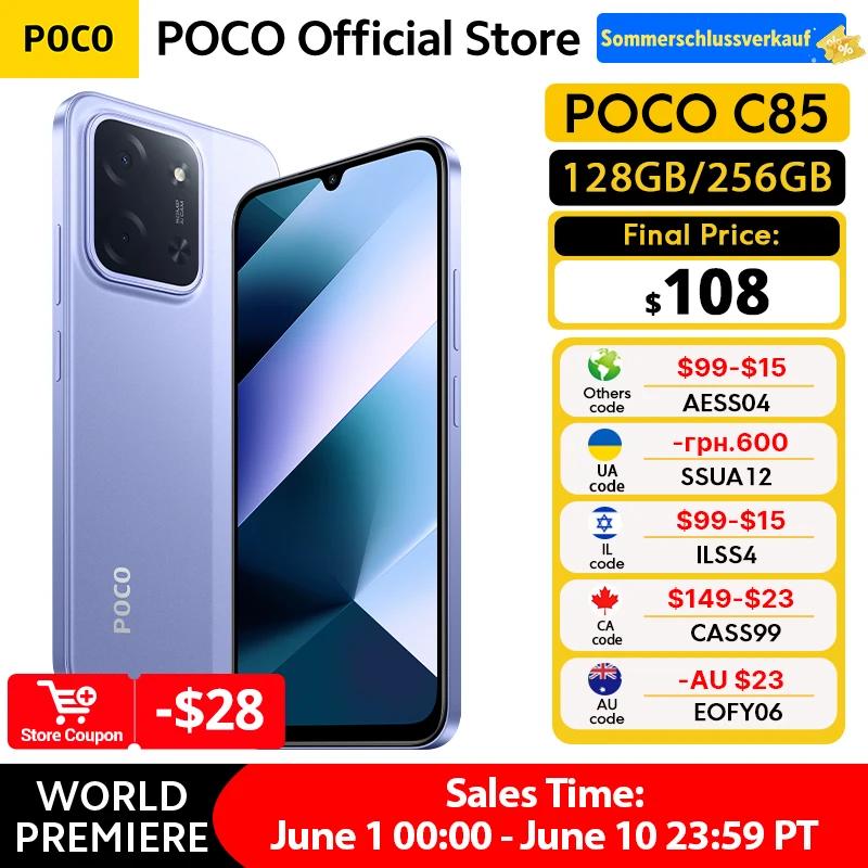 POCO C85 Global Version Smartphone 128GB 256GB MTK Helio G81-Ultra