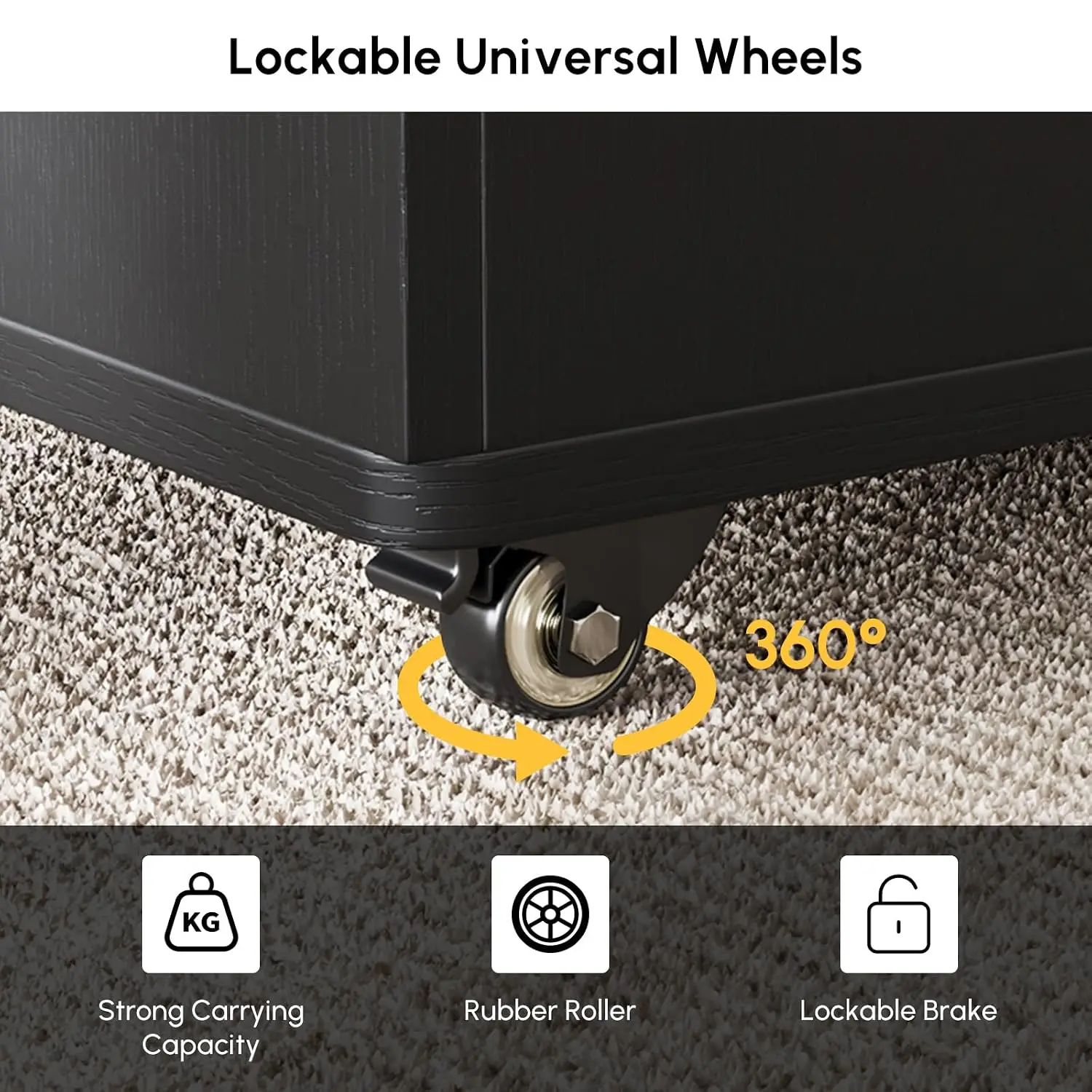 Black Lift-Top Coffee Table with Storage, Casters & Lockable Wheels, Convertible Dining & Office Table, Customized