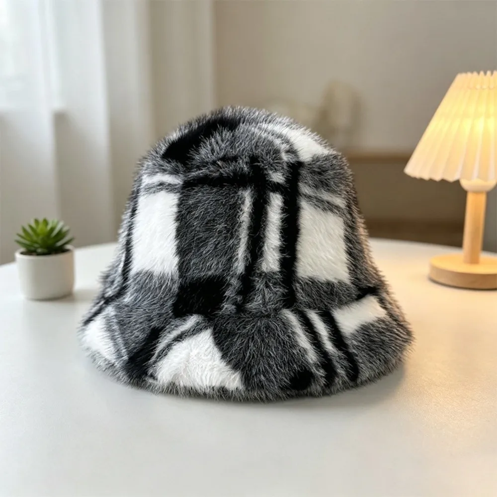 novo-cachecol-de-inverno-em-pele-sintetica-chapeu-macio-e-quente-de-la-de-vison-cachecol-xadrez-chapeu-bucket-fofo-para-mulheres