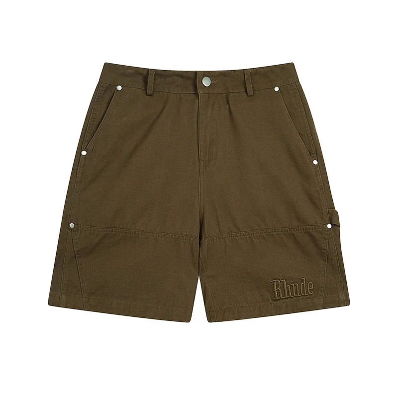 

Summer Trend Rhude Cargo Shorts Embroidered Letters Washed Fabric Sports Casual Shorts Men Women